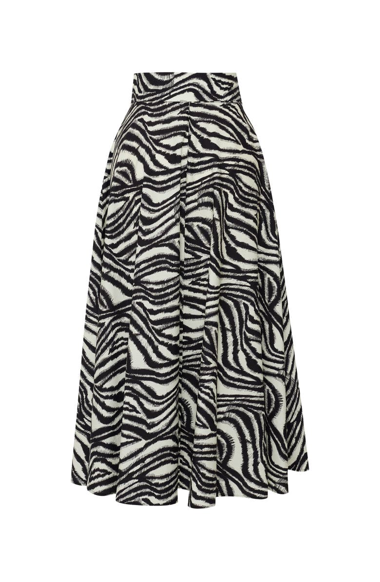 Exquise Brooke Zebra Print Midi Skirt, Main, color, Black
