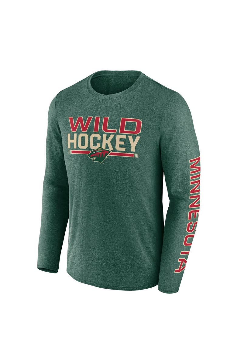 FANATICS Men's Fanatics Heather Green Minnesota Wild Sweep Iconic Synthetic Long Sleeve T-Shirt, Alternate, color, Heather Green