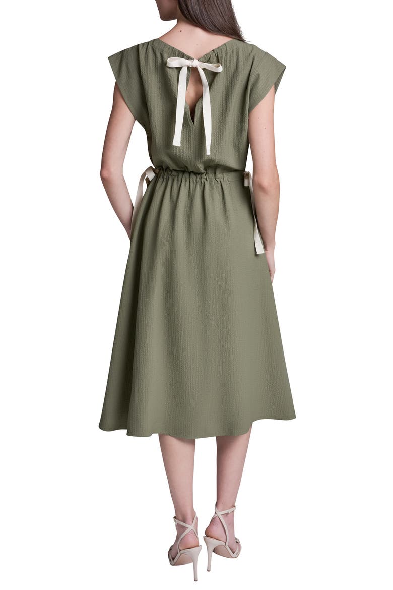 Tie Crepe Midi Dress, Alternate, color, BASIL