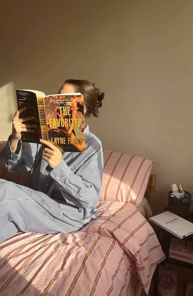 Ever Lasting Minimal Stripe Bedding Set, Alternate, color, Soft Pink Stripe, Flat