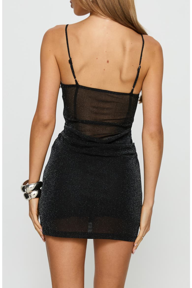 Keyara Glitter Mesh Minidress, Alternate, color, BLACK