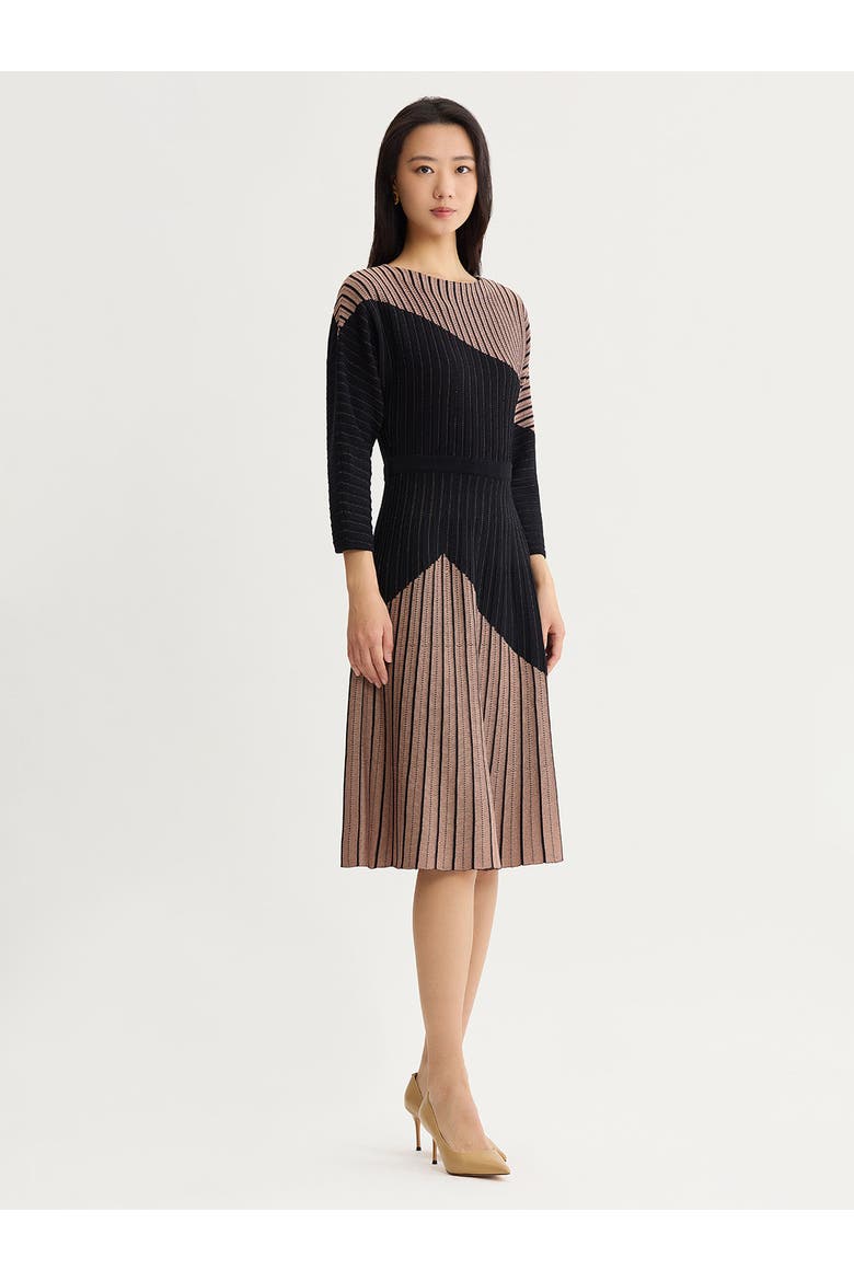 Fit & Flare Dolman Sleeve Soft Knit Midi Dress, Alternate, color, Charmeuse/Black
