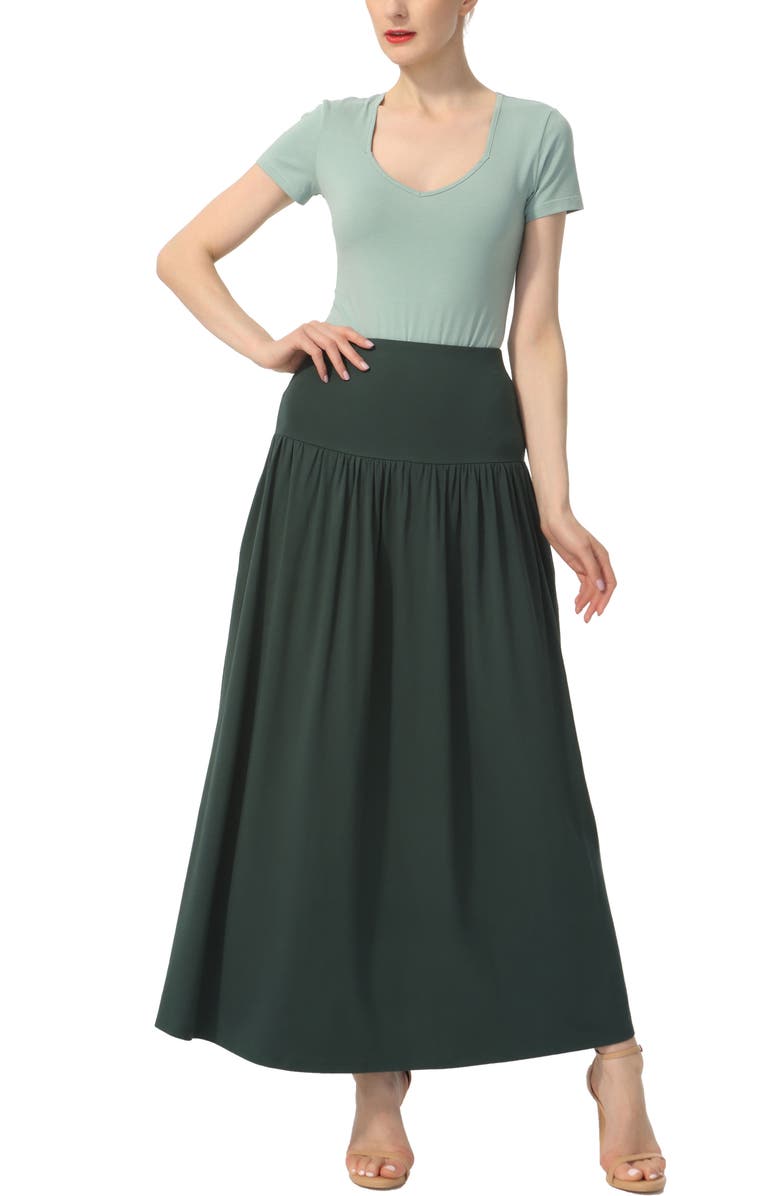 Kimi & Kai Women's Tiered Maxi Skirt, Alternate, color, Forest Green