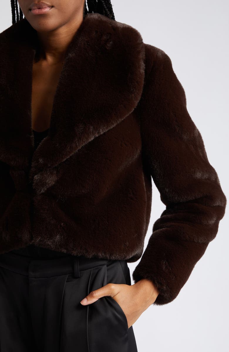 L'AGENCE Davy Crop Faux Fur Jacket, Alternate, color,
