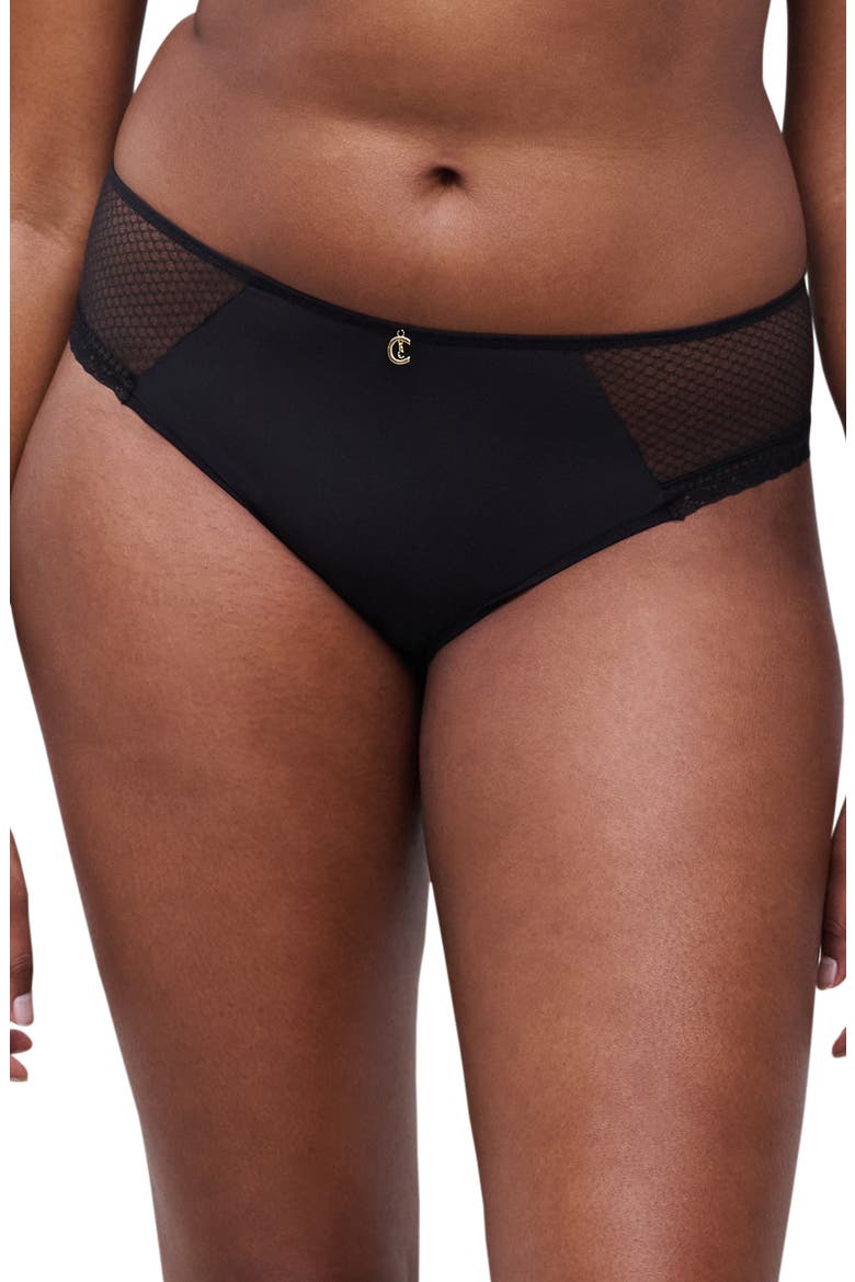 Lace Trim Hipster Briefs, Main, color, BLACK