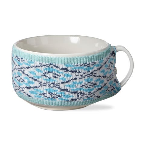 Alpine Sweater Soup Mug Turquoise Blue Bone China Drinkware