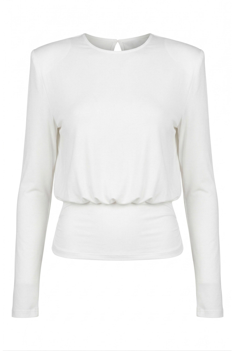 Draped Open Back Long Sleeve Top, Alternate, color, Off-White