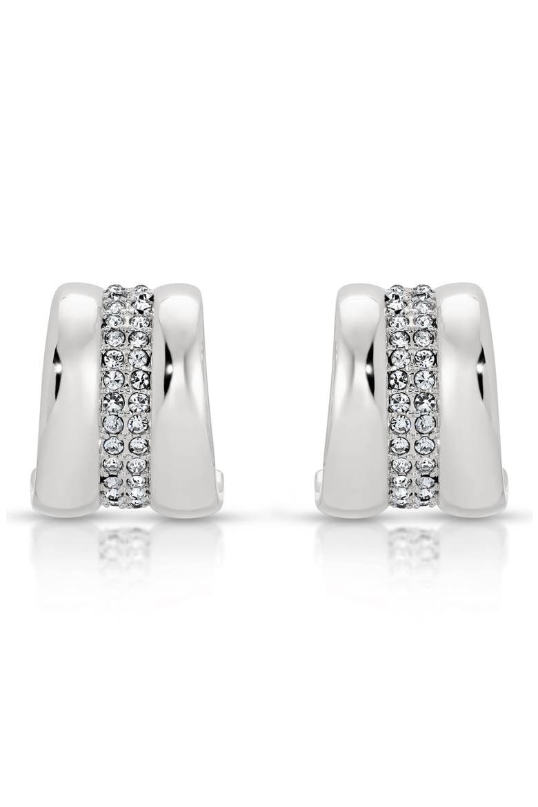 Pavé Center Hoop Earrings, Alternate, color, SILVER