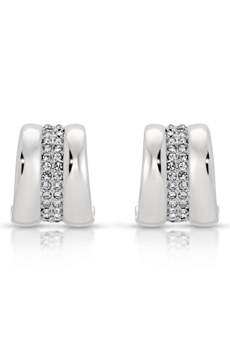 Ettika Pavé Center Hoop Earrings, Alternate, color, Silver