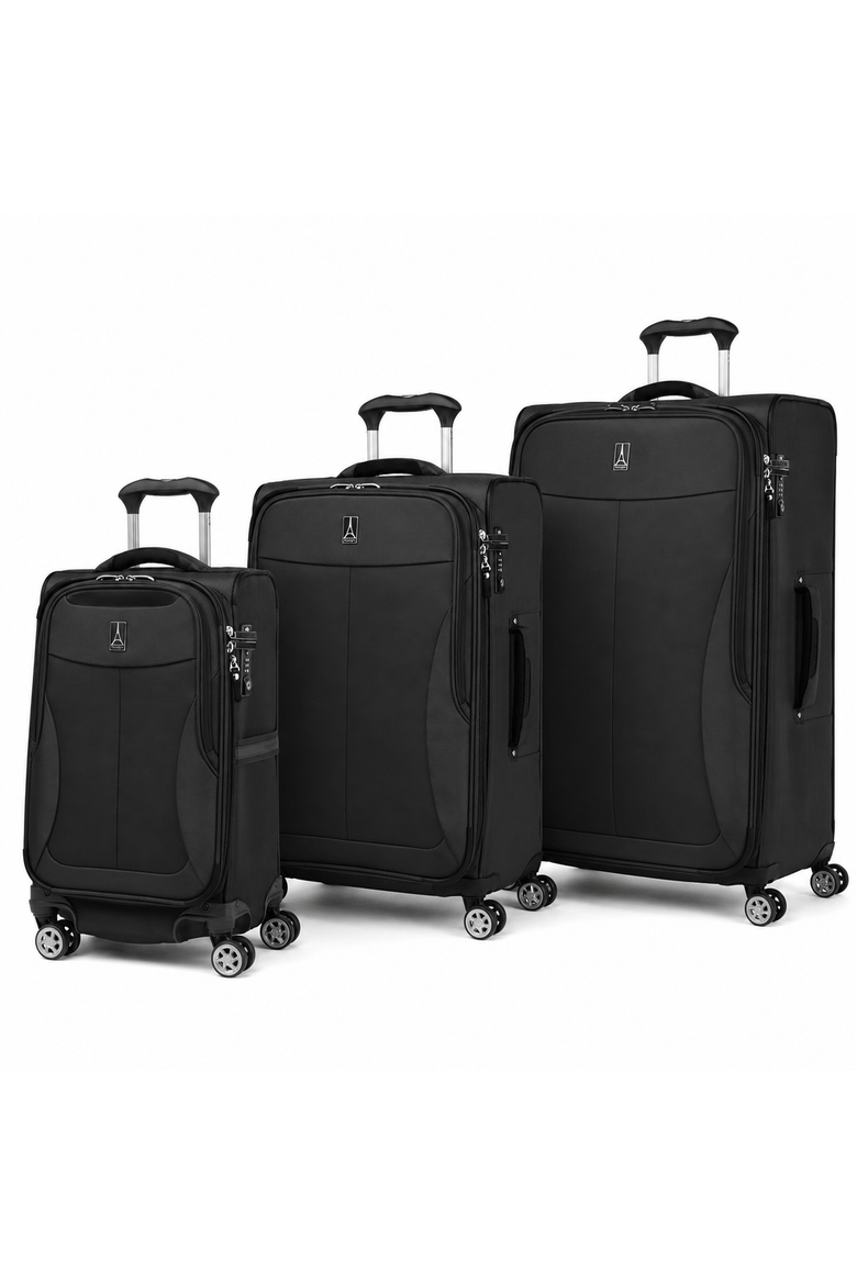 Walkabout 6 Softside Expandable 3 Piece (20"/25"/29") Spinner Luggage Set, Main, color, Jet Black