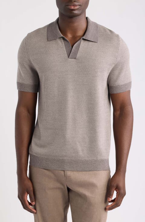 Short Sleeve Washable Merino Wool Polo Sweater