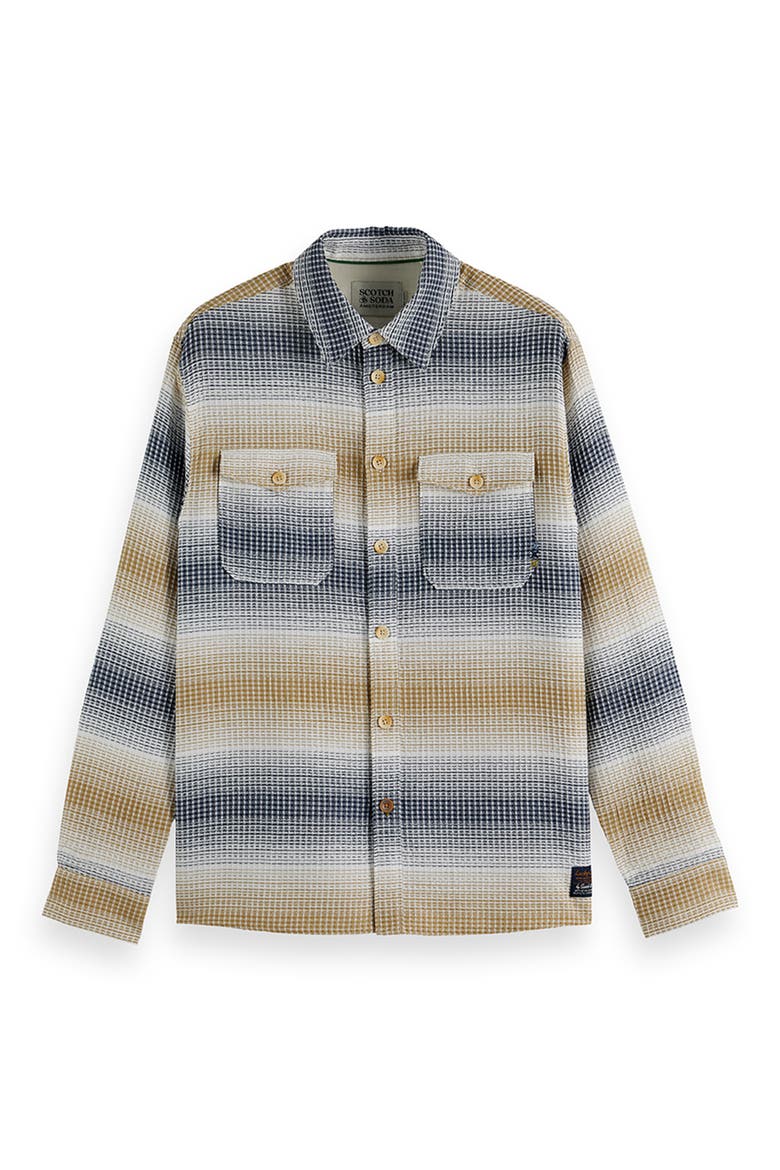 Stripe Woven Waffle Button-Up Shirt, Alternate, color, OCEANA / INFINITY STRIPE