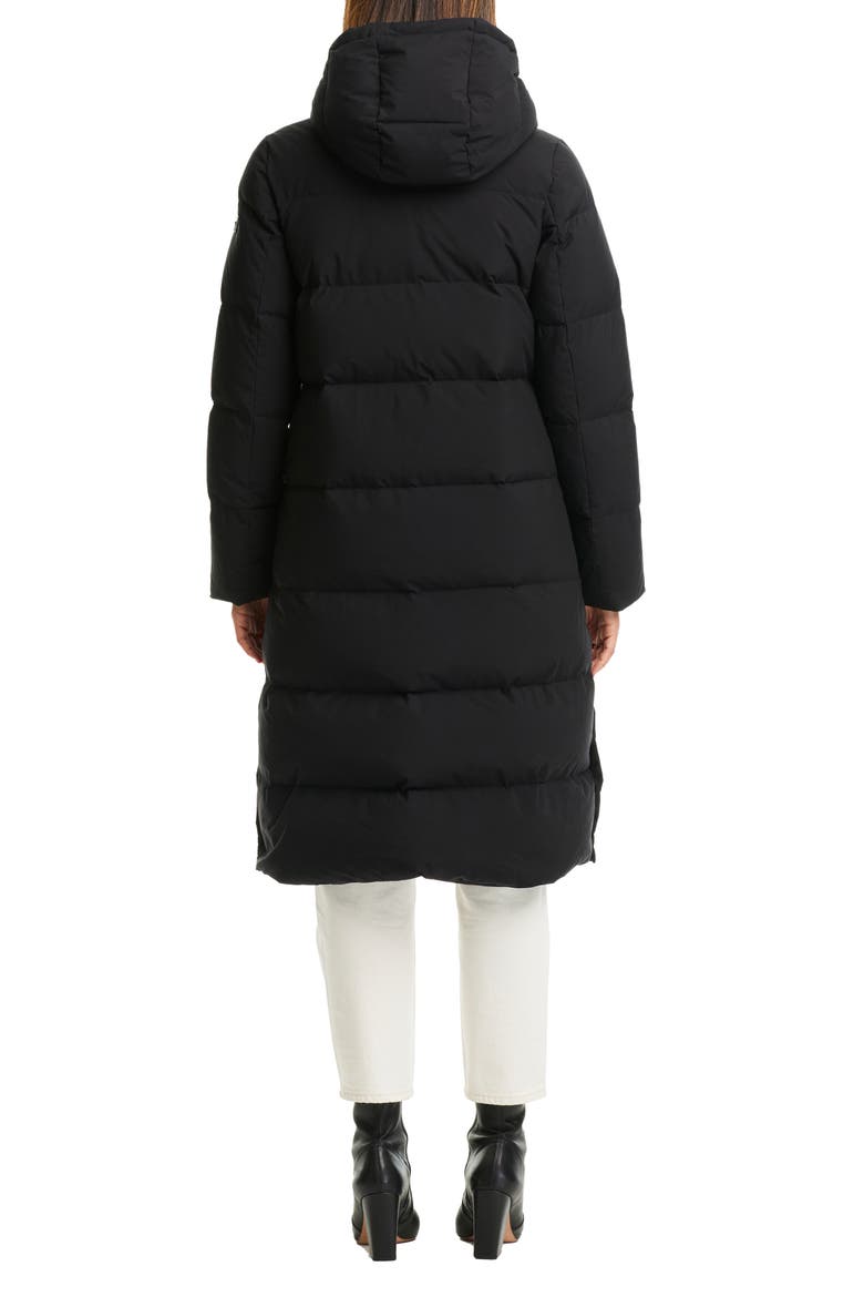 Water Resistant 700 Fill Power Down Hooded Long Coat, Alternate, color, BLACK