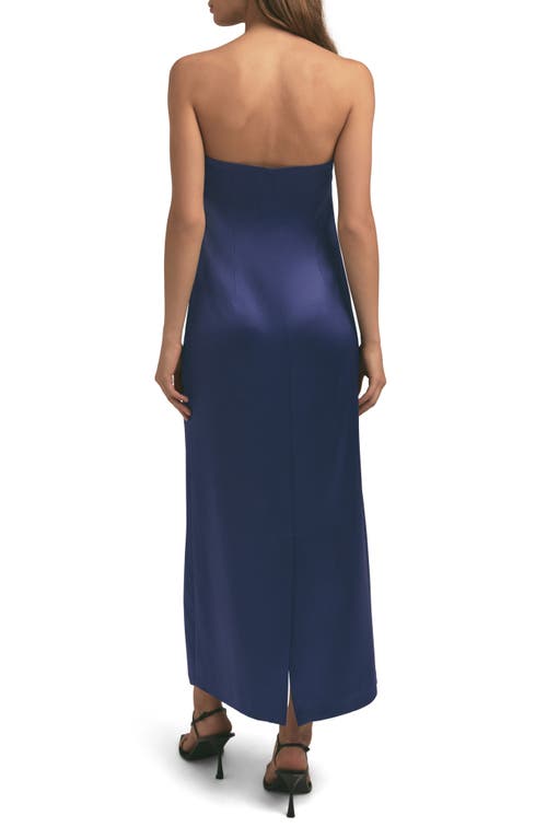 Favorite Daughter The Don't Overthink It Strapless Satin Dress In Venetian Blue