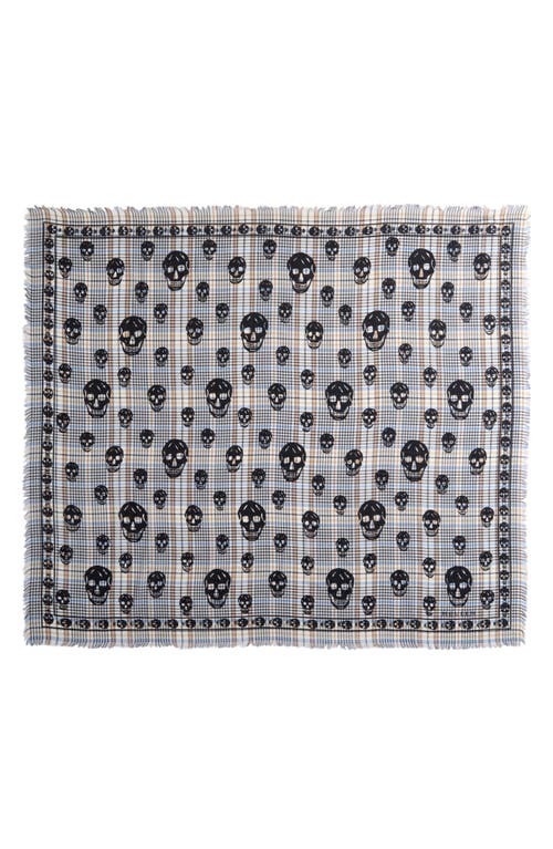 Alexander Mcqueen Mcqueen Skull Check Fringe Scarf In Black/beige