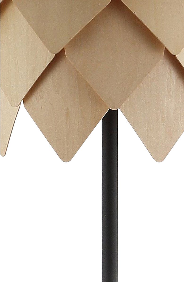 JONATHAN Y Simon 63" Pinecone Wood/Metal LED Floor Lamp, Natural/Black, Alternate, color, Natural/Black