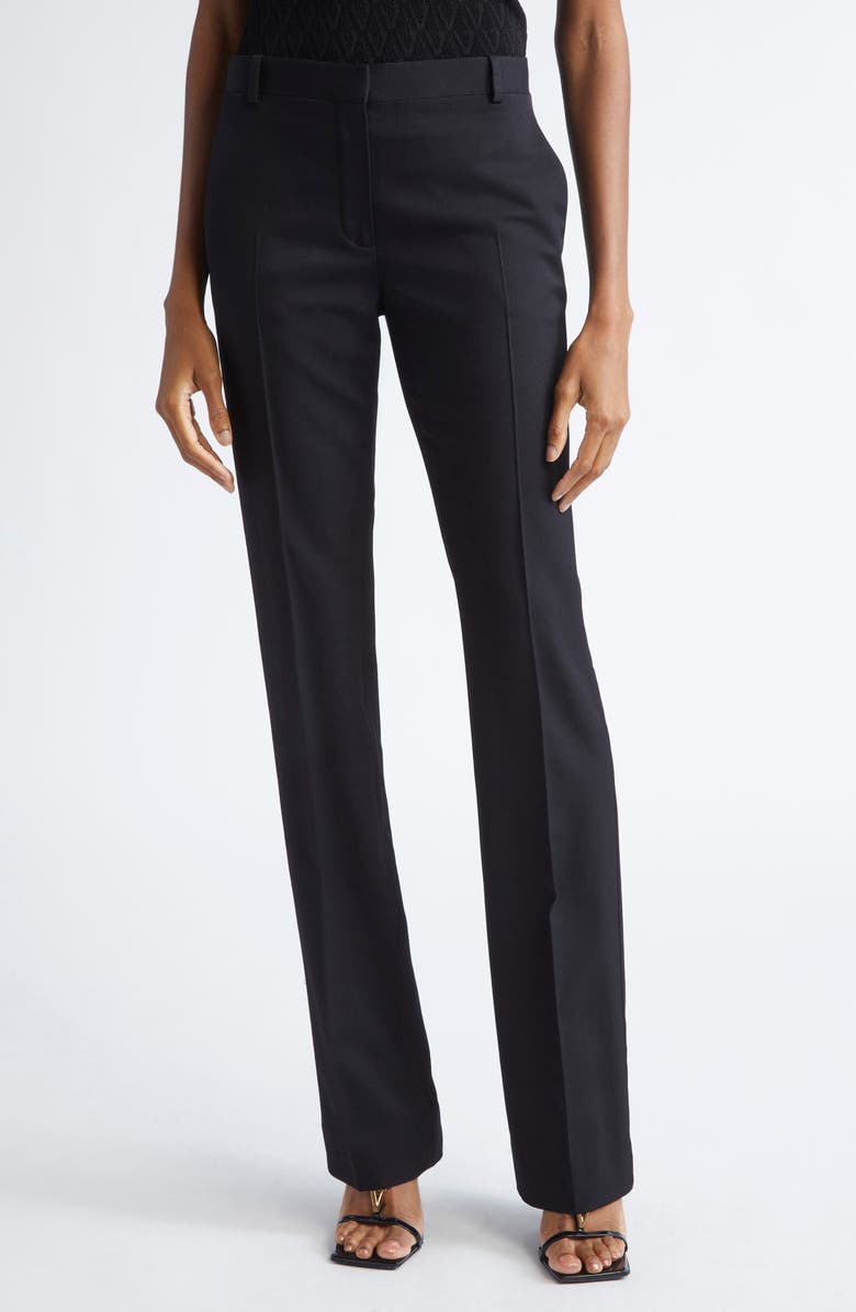 Versace Stretch Wool Grain de Poudre Trousers, Main, color, Black