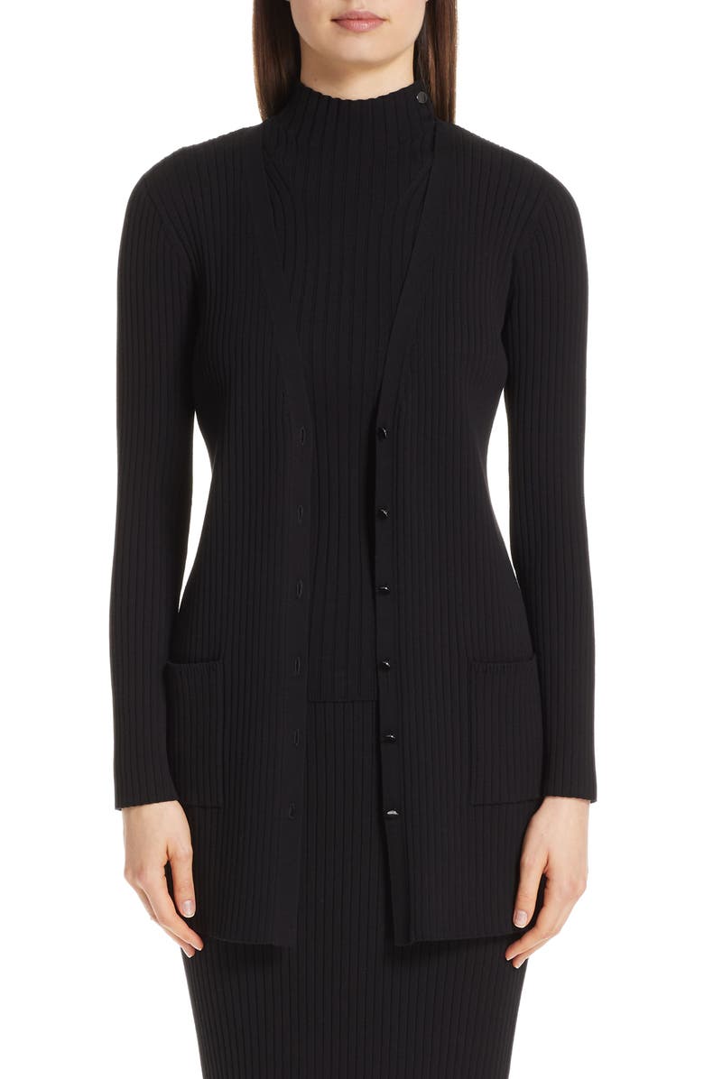 St. John Collection Flat Rib Knit Cardigan, Main, color, 