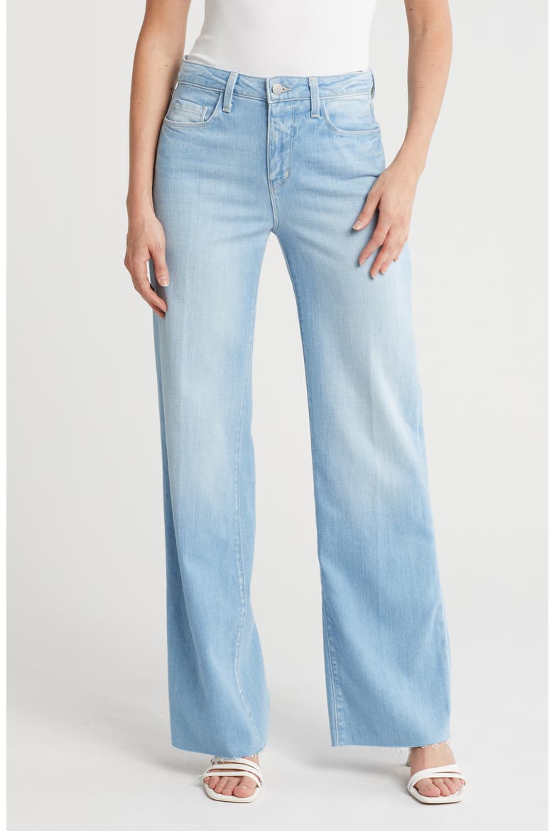 Scottie High Waist Raw Hem Wide Leg Jeans, Main, color, BAYVIEW