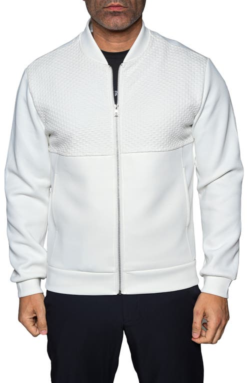Maceoo Resistance047 White Embossed Bomber Jacket In Animal Print