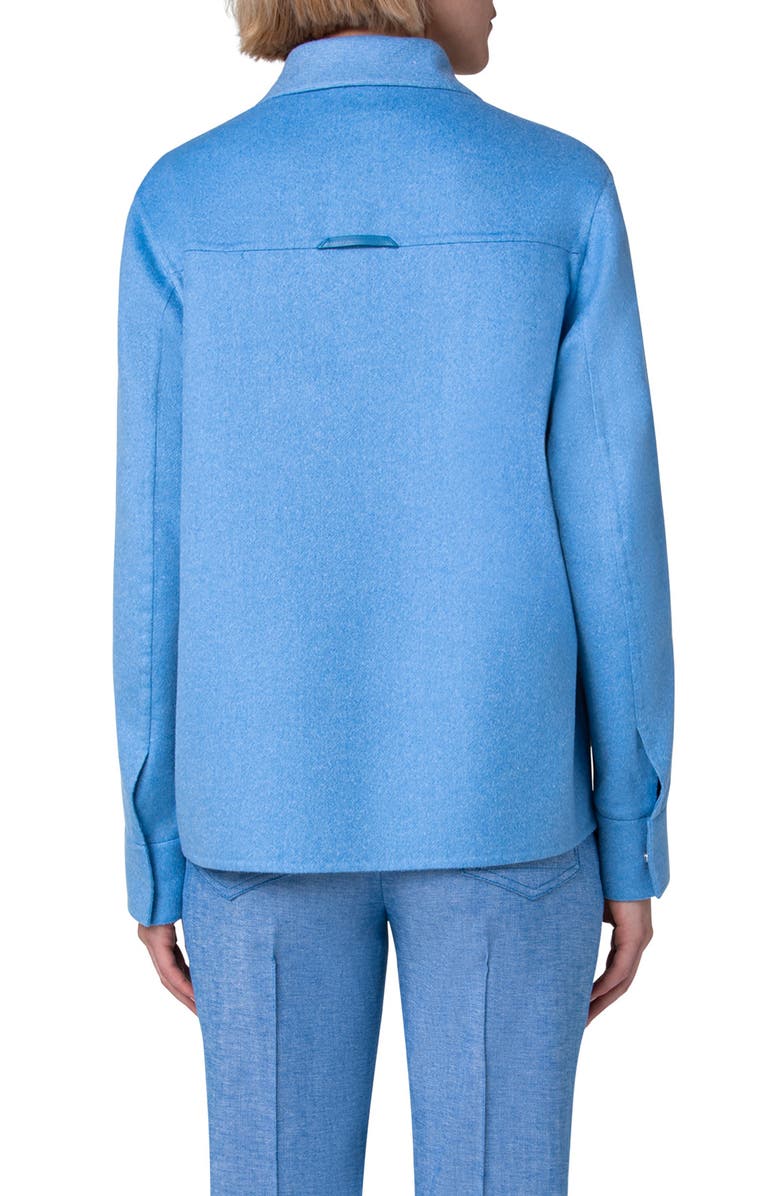 Akris Madelyn Cashmere Shirt Jacket with Leather Trim, Alternate, color, 