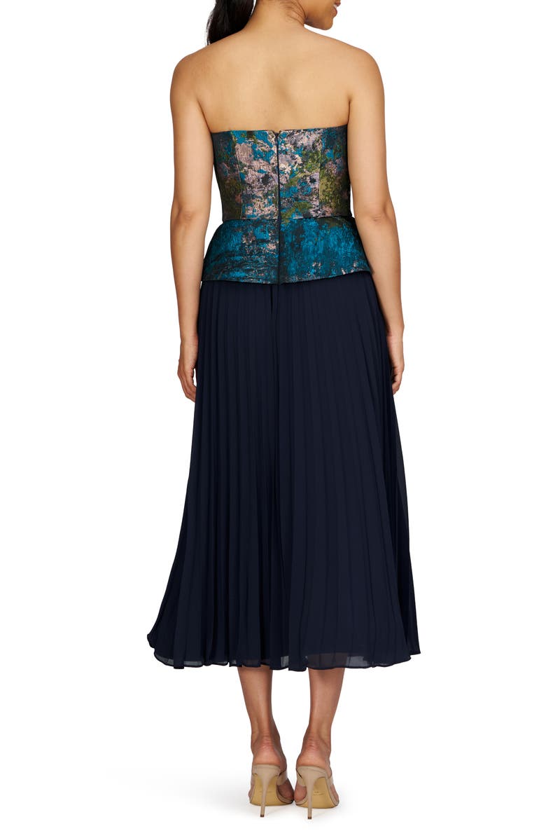 Kay Unger Giannina Metallic Floral Mixed Media Strapless Cocktail Dress, Alternate, color,