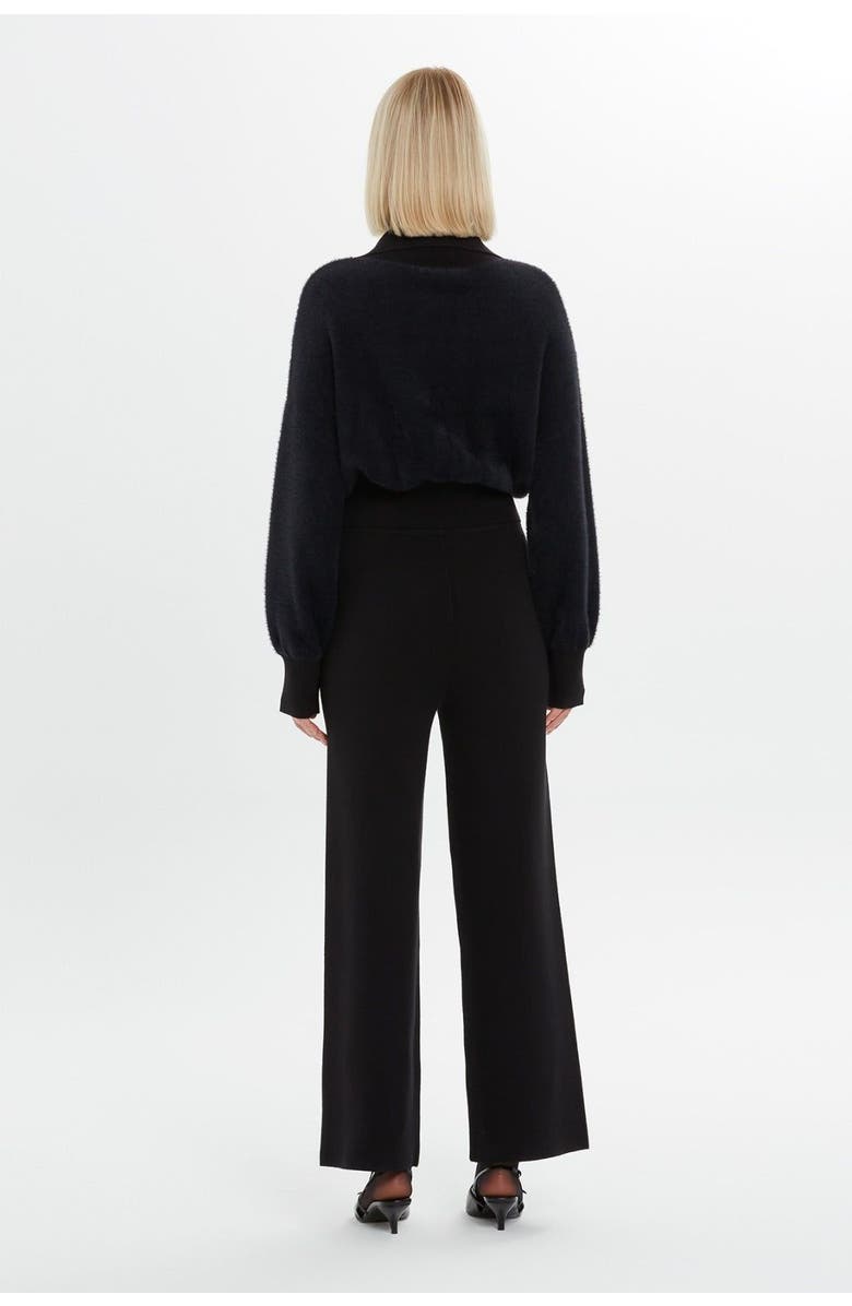 Gizia Shirt Collar Front Button Detail Black Blouse, Alternate, color, Black