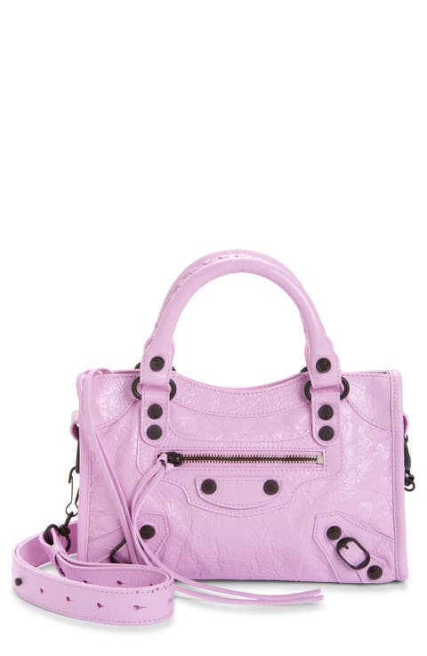 Mini Le City Crinkle Leather Top Handle Bag