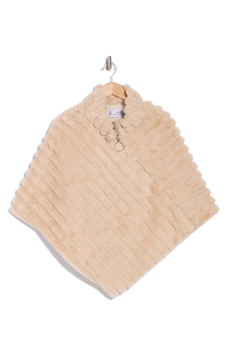 La Fiorentina Faux Fur Poncho, Alternate, color, Taupe