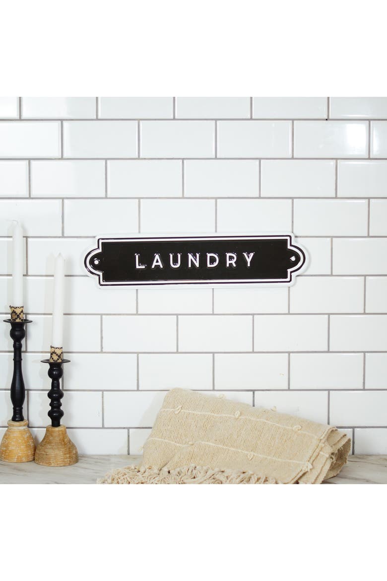 Metal Black Embossed Laundry Sign, 18 Inch Decorative Wall Sign, Alternate, color, Black