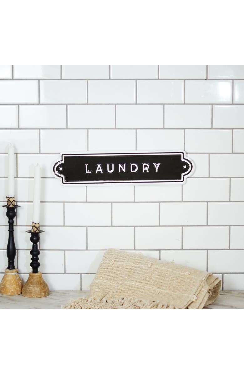 VIP Home and Garden VIP Metal Black Embossed Laundry Sign, 18 Inch Decorative Wall Sign, Alternate, color, Black