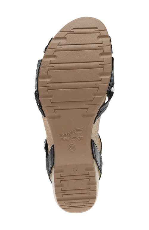 Dansko Tia Ankle Strap Platform Wedge Sandal In Black Milled Nubuck