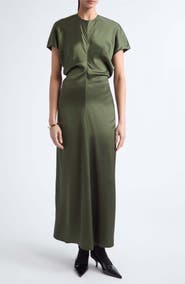 TOTEME Blouson Bodice Satin Maxi Dress