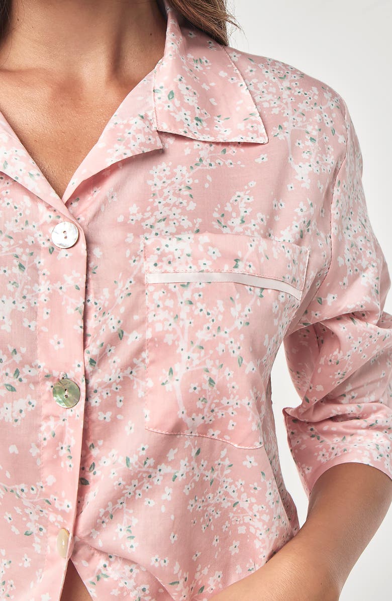 Papinelle Cheri Blossom Crop Cotton Sateen Pajamas, Alternate, color, Pink