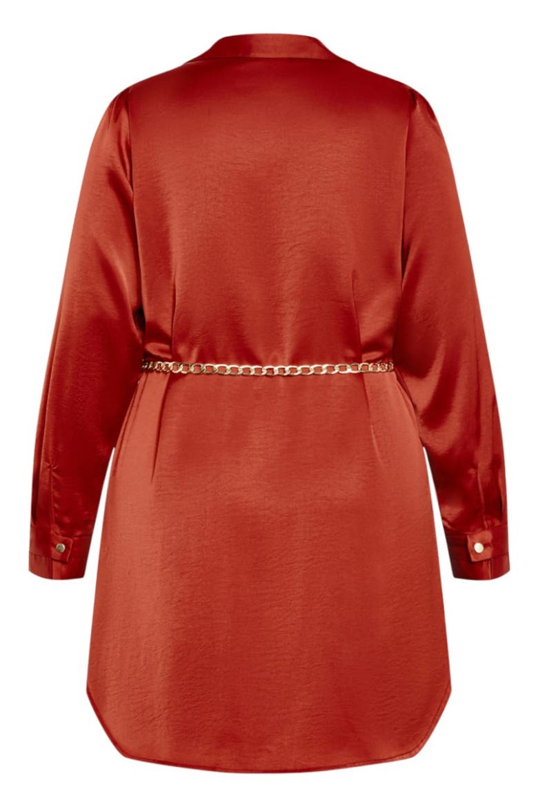 Harmoni Long Sleeve Satin Shirtdress, Alternate, color, CARAMEL