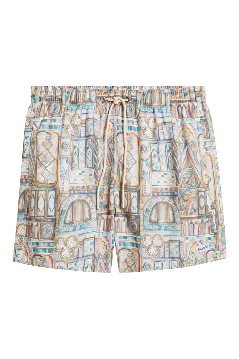 Printed Swim Trunks, Alternate, color, BEIGE MULTI