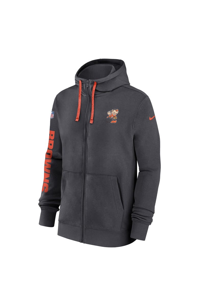 Nike Men's Nike Anthracite Cleveland Browns 2024 Sideline Club Full-Zip Hoodie, Alternate, color, Anthracite
