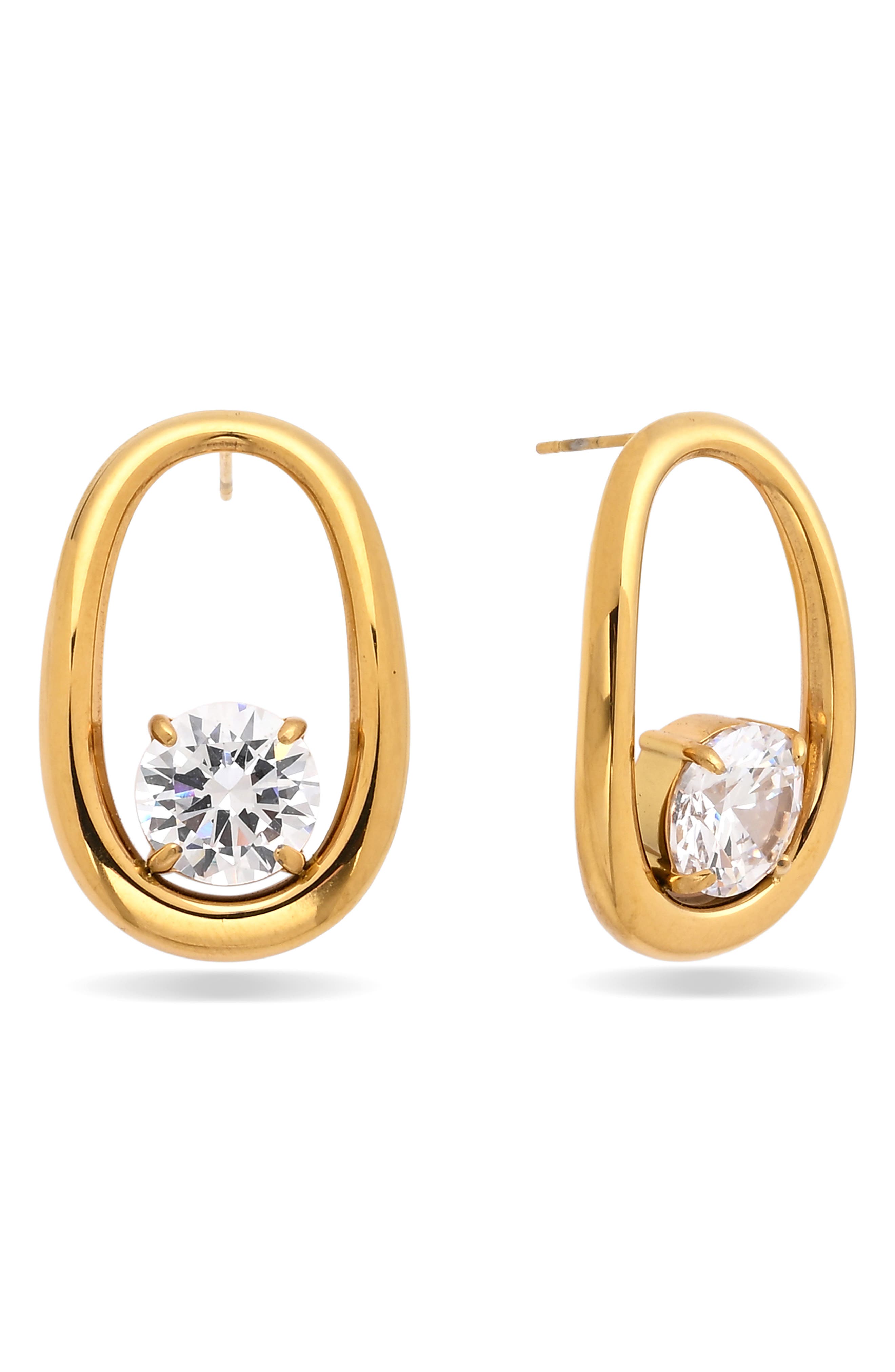 Forma Cubic Zirconia Oval Stud Earrings