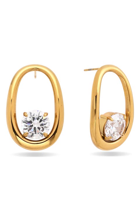 Forma Cubic Zirconia Oval Stud Earrings