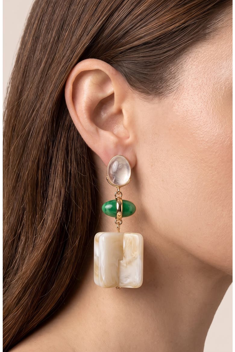 Resin Drop Earrings, Main, color, WHITE/ GOLD