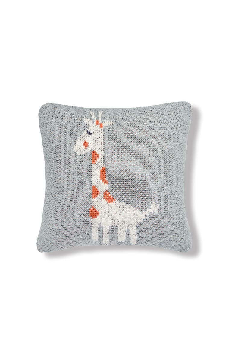 Giraffe Knitted Small Petite Throw Pillow, 10" x 10", Main, color, Gray