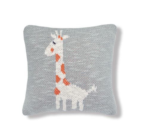 Giraffe Knitted Small Petite Throw Pillow, 10" x 10"