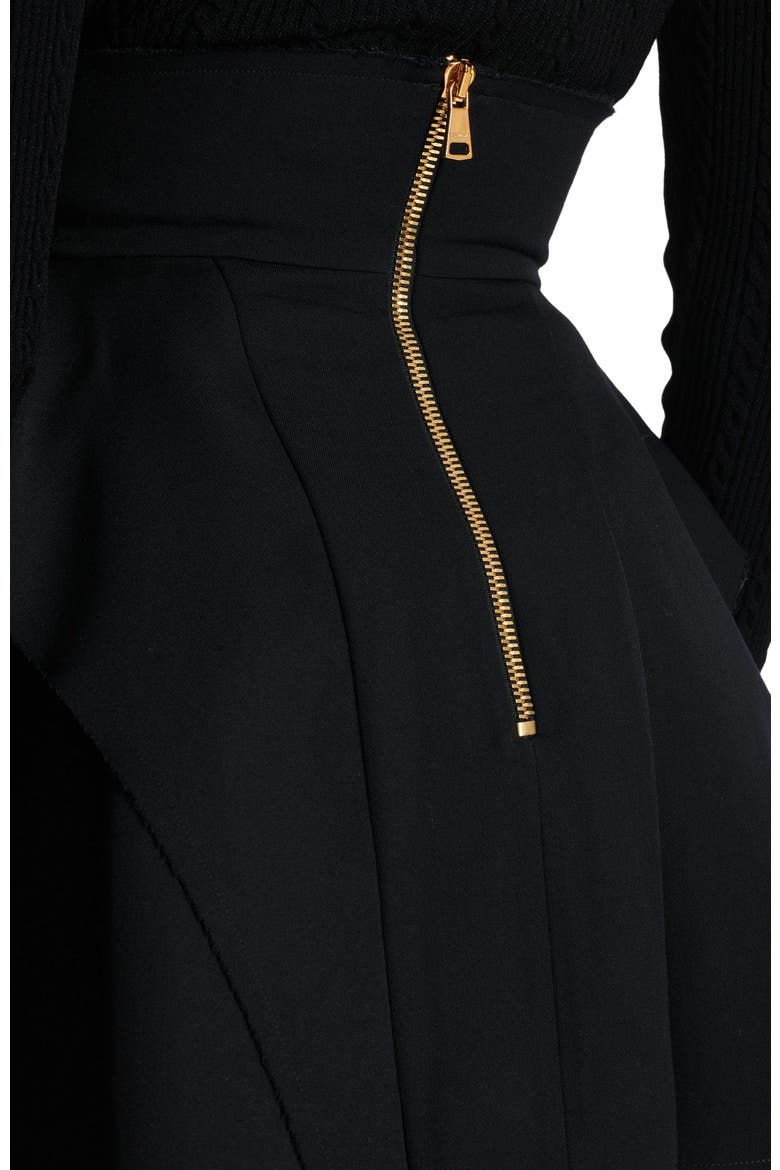 High-Waisted Grain De Poudre Skirt, Alternate, color, Black