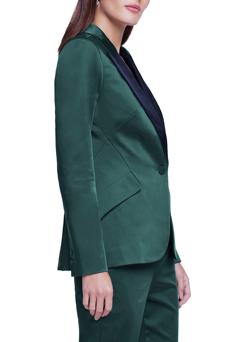 Chamberlain Colorblock Satin Blazer, Alternate, color, BOTANICAL GREEN
