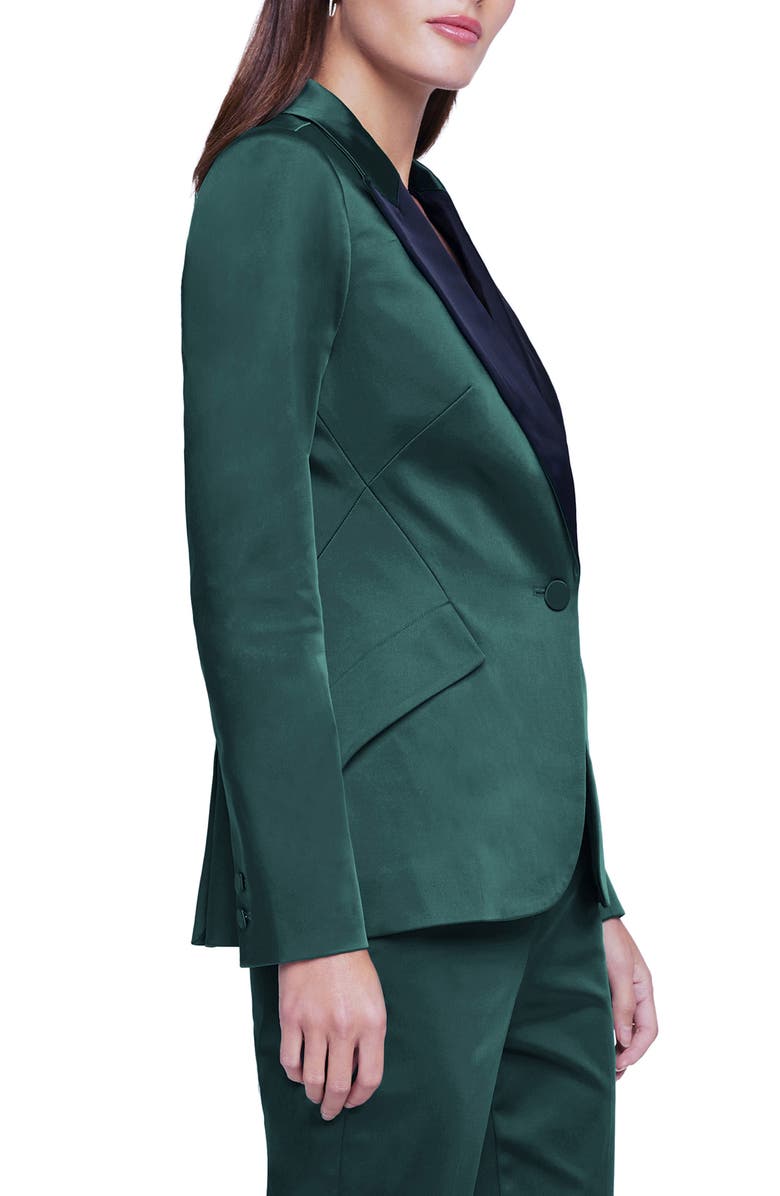 L'AGENCE Chamberlain Colorblock Satin Blazer, Alternate, color,