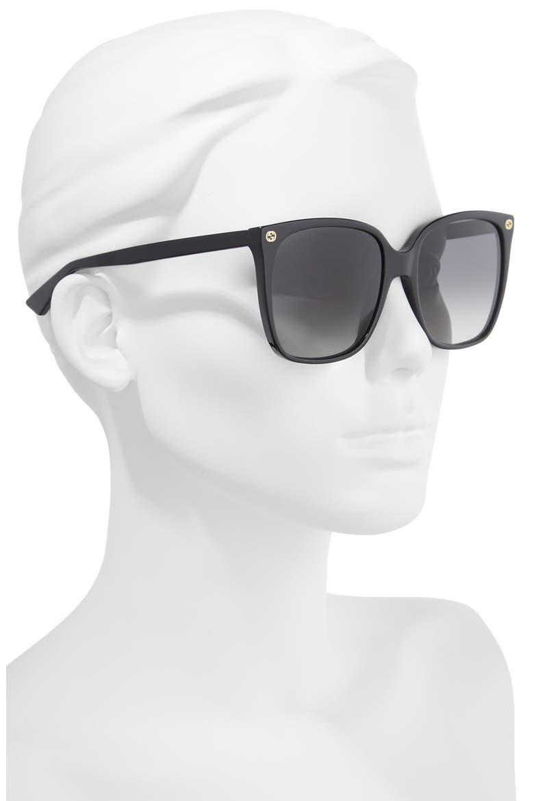 57mm Gradient Square Sunglasses, Alternate, color, BLACK