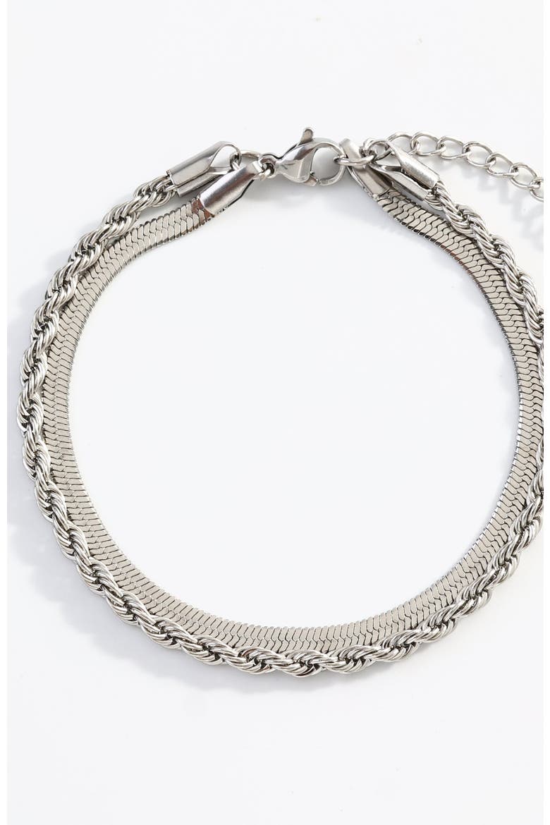 Essential Layered Bracelet, Main, color, Silver
