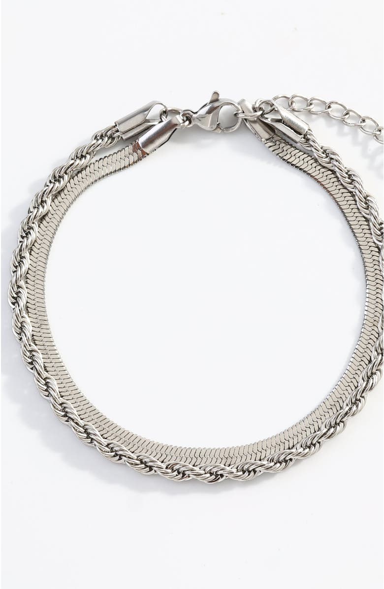 Mint & Lily Essential Layered Bracelet, Main, color, Silver