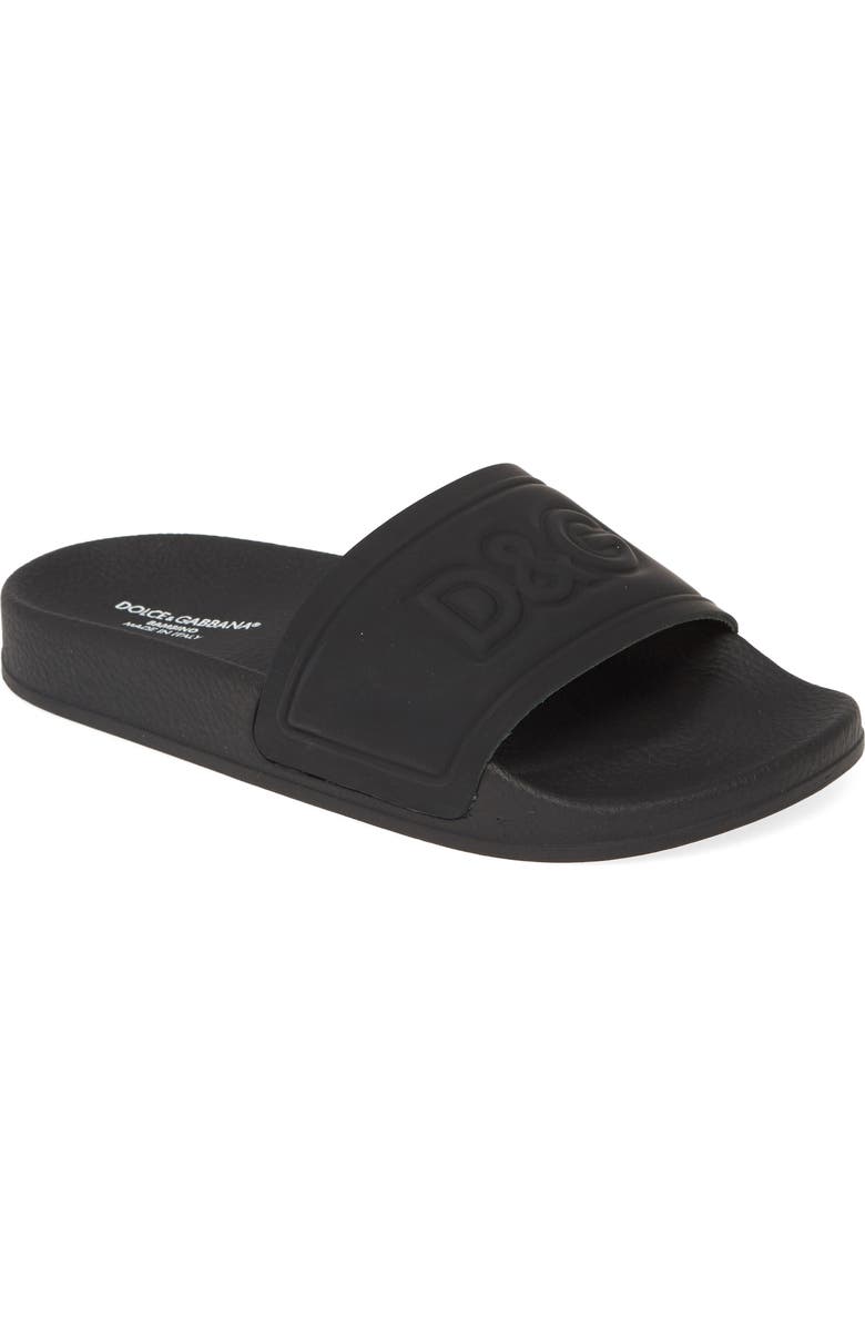 Dolce&Gabbana Logo Slide Sandal, Main, color,