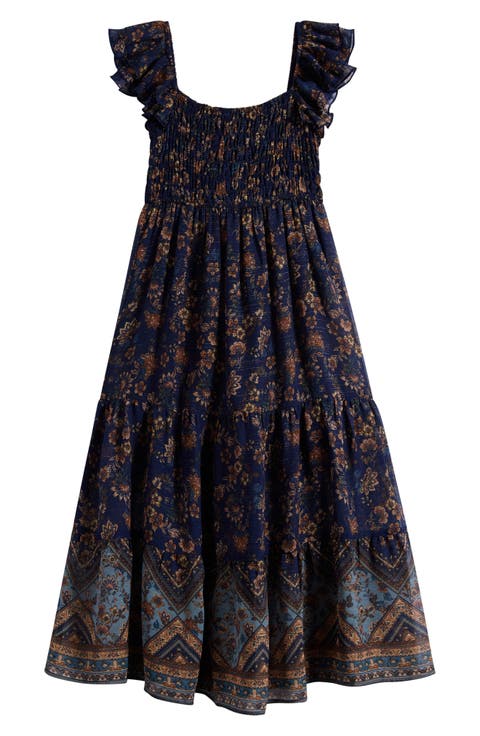 Kids' Smocked Border Maxi Dress
